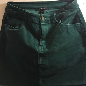 Forever 21 F21 Green Corduroy Cut off Mini Skirt